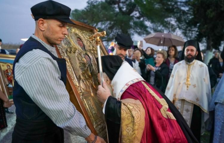 Υποδοχή Ιεράς Εικόνος Παναγίας Σηλυβριανής στον Άγιο Νεκτάριο Κυμίνων 